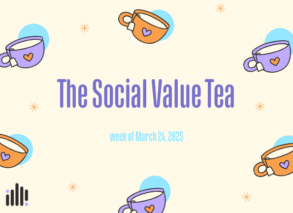 The Social Value Tea graphic with teacup icons—week of March 24, 2025.