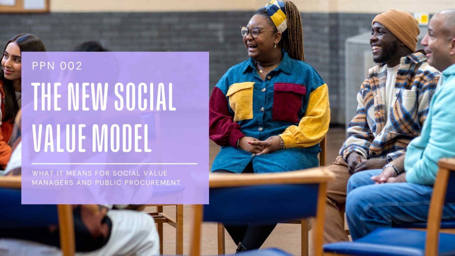 Banner for PPN 002: The New Social Value Model—diverse group chatting in a circle.