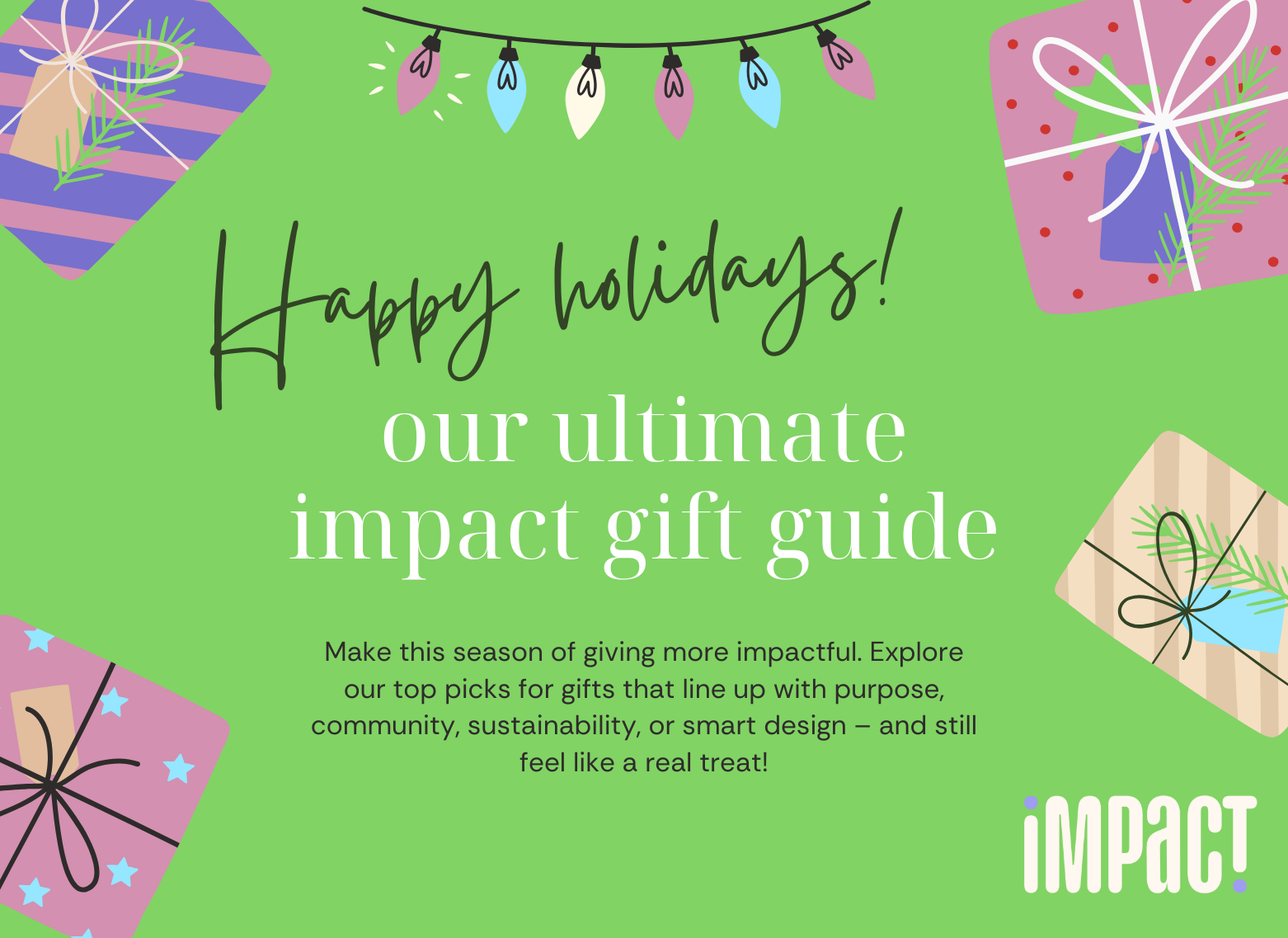 Impact-led holiday gift guide 2025 featured graphic for ethical gifting
